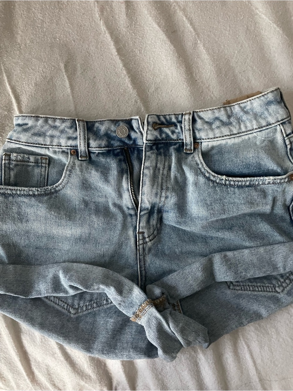PacSun Light Wash Rolled Hem Denim Shorts